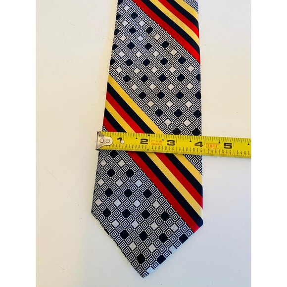 Vintage Tergal Necktie 1970s Geometric Design Tie Costume Design Menswear - Picture 10 of 10